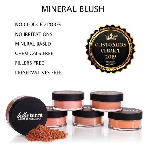 Miniatura 5 de Bellaterra Cosmetics Mineral Loose Blush 0.32 oz Color construible, polvo de larga duración con acabado iluminador, minerales finamente molidos