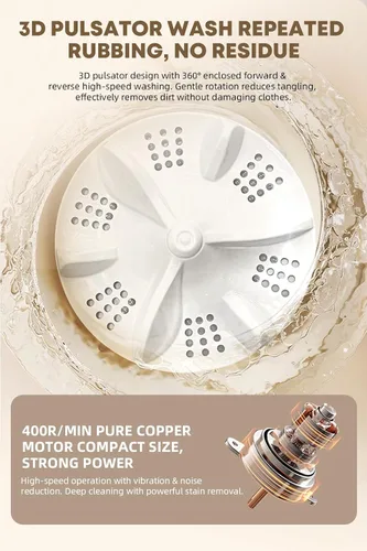 Miniatura 4 de Lavadora portátil mini, lavadora de 4L para ropa interior, recargable, sin cable, compacta para solteros, apartamentos, RV, lavadora de ropa