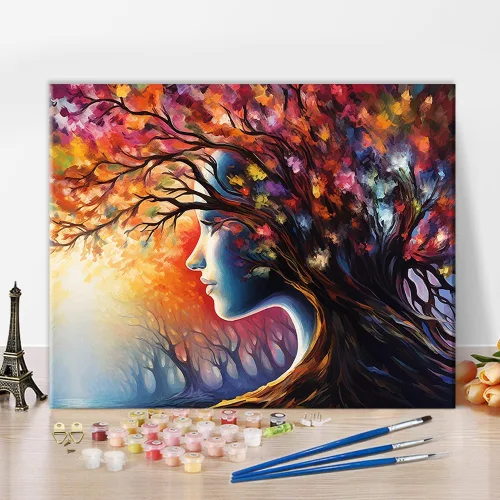 TUMOVO Pintura por números para adultos principiantes, kits de pintura por números, pintura de bosque de otoño por números, pintura abstracta de