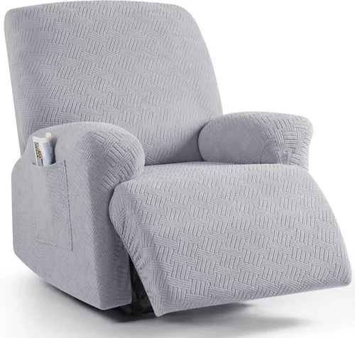 Miniatura 27 de KinCam Fundas para sillón reclinable, fundas elásticas para sillas reclinables, fundas para sofá reclinable de jacquard a rayas, protectores