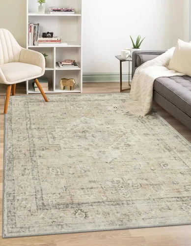 Miniatura 38 de LIVEBOX Alfombra lavable de 5 x 7 pies, para sala de estar, dormitorio, antideslizante, estilo bohemio, para interiores, para comedor, oficina