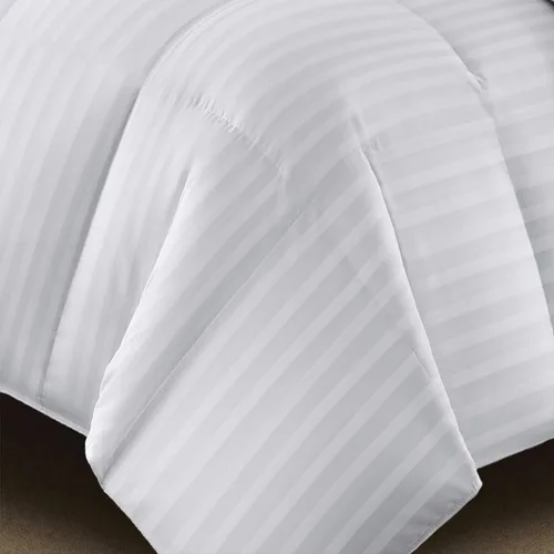 Miniatura 8 de Blue Ridge Home Fashions Edredón de plumas de ganso con patrón de rayas blancas de 350 hilos, relleno hipoalergénico, cálido para todas