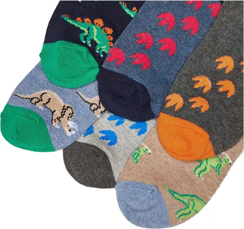 Miniatura 3 de Jefferies Socks Calcetines de algodón con patrón de dinosaurio para niños, paquete de 6