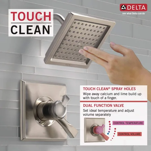 Miniatura 4 de Delta Faucet Dryden Serie 17 Kit de molduras de ducha de doble función con cabezal de ducha de un solo rociador, inoxidable, flujo de agua de 2.0