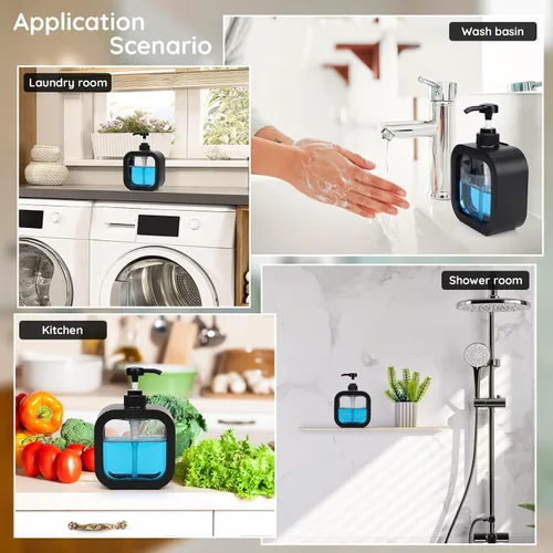 Miniatura 5 de Segbeauty Dispensador de jabón de manos de 16.9 onzas, dispensador de jabón líquido a prueba de fugas de 16.9 fl oz para baño, dispensadores de Negro