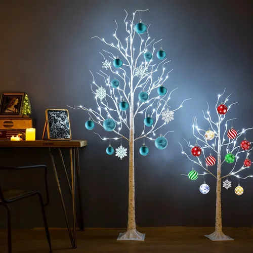 Miniatura 9 de Árbol de abedul iluminado, 48 luces LED de abedul para interiores y exteriores, luz de árbol de ramita artificial de 9 modos, temporizador
