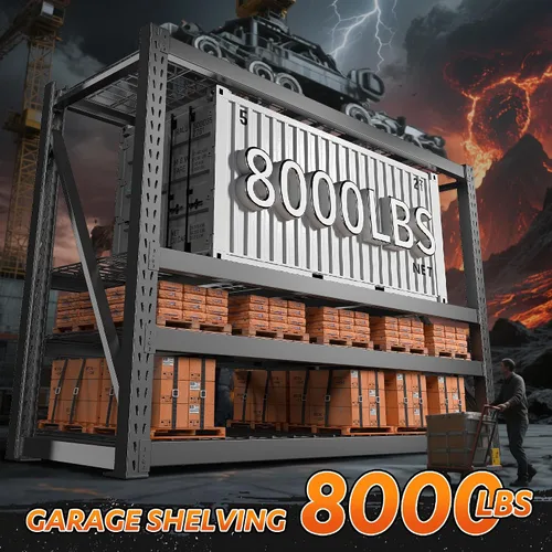 Miniatura 4 de Bepatio - Estantería de garaje resistente de 8000 libras, estantes de almacenamiento industrial de 77 pulgadas de ancho, estantería de metal