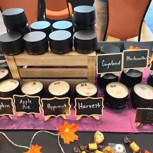 Miniatura 7 de ZENFUN 24 latas de velas negras con tapas, tarros de velas vacías a granel de 8 onzas, recipientes de lata de metal para hacer velas, almacenar