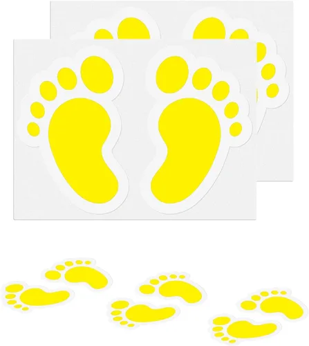 Miniatura 11 de 20 pares de calcomanías de huellas negras de 3 x 7 pulgadas, vinilo autoadhesivo para zapatos, decoración de pies a distancia, impermeable