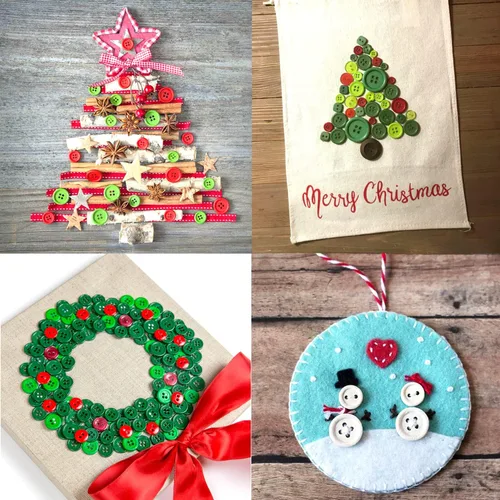 Miniatura 6 de Aproximadamente 600-700 piezas de botones navideños para manualidades con 2 y 4 agujeros, botones redondos para manualidades para decoraciones
