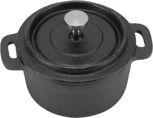 Miniatura 6 de Olla redonda de hierro fundido, olla de horno holandés con tapa, olla de hierro fundido grueso para horno eléctrico de gas y barbacoa (#1)