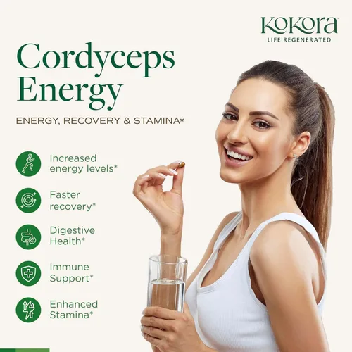 Miniatura 4 de kokora Cordyceps Energy - Suplemento orgánico de hongos adaptogénicos - Incluye extracto de Cordyceps orgánico certificado y macuna orgánica