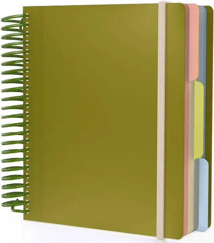 Miniatura 16 de Cuaderno de espiral EUSOAR, A4 de 9.25" x 11.7", con rayas para universidad, 3 divisiones con bolsillos, gran cuaderno espiral a rayas, 240 páginas