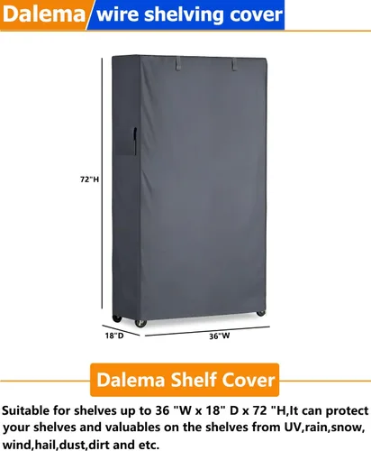 Miniatura 3 de Cubierta de estante impermeable, 600D resistente a prueba de polvo, fundas de estantería para exteriores para estantes de alambre con cremallera