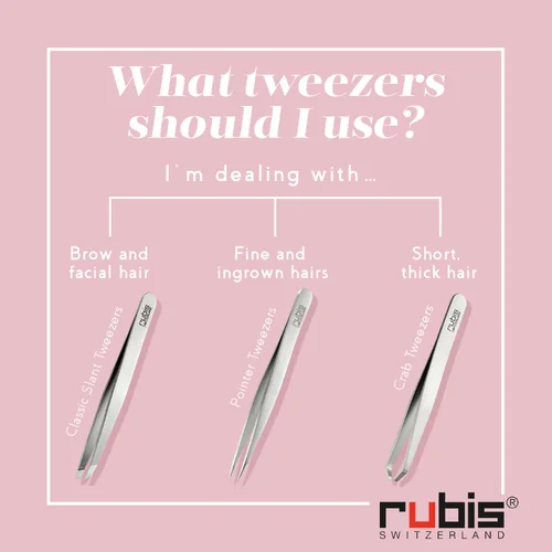 Miniatura 4 de Rubis Pinzas inclinadas clásicas de acero inoxidable para cejas precisas y depilación, 1K105, blanco, Rubis Switzerland, fabricado en Suiza