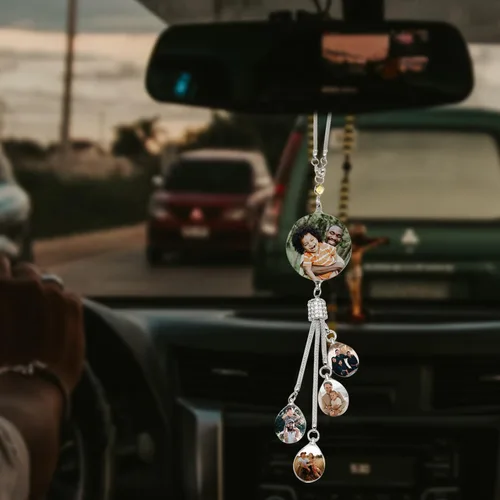 Miniatura 7 de Adornos Colgantes Personalizados de Foto de Cristal para Coche para Mujeres y Hombres, Adornos Personalizados de Coche con Imágenes, Colgantes