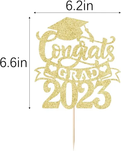 Miniatura 2 de Palasasa Congrats Grad - Decoración para tartas, letrero decorativo de graduación 2023, decoración de fiesta de graduación para escuela secundaria