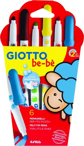 Miniatura 4 de GIOTTO be-bè Bolígrafos de punta de fieltro para colorear para niños pequeños, caja de 12 colores surtidos, súper lavables, ideales para la escuela