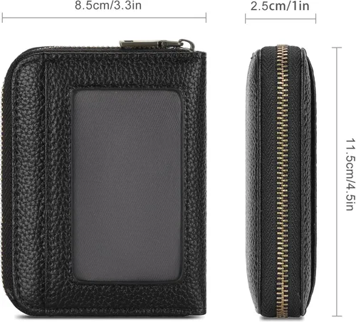 Miniatura 5 de SENDEFN Cartera de cuero para mujer, con bloqueo RFID, pequeñas carteras compactas, titular de la tarjeta de crédito con ventana de identificación
