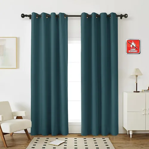 Miniatura 18 de Fcosie Cortinas opacas ignífugas para oscurecer la habitación, 72 pulgadas de ancho por 102 pulgadas de largo, cortina opaca resistente al fuego