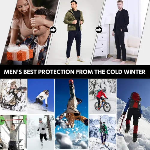 Miniatura 8 de CL convallaria Long Johns Thermal Underwear for Men Soft Fleece Lined Base Layer Cold Weather Top Bottom Set XS-4XL