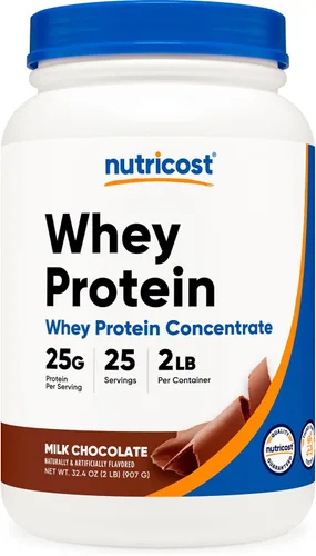Nutricost - Concentrado de proteína de suero (Chocolate) 2 libras - Sin gluten y sin OMG
