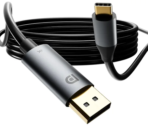BERLAT Cable USB-C a DisplayPort 1.4 de 6 pies - 4K a 60Hz HDR | Compatible con Thunderbolt 5/4/3 | Chapado en oro para MacBook Pro/Air, iPhone 16,