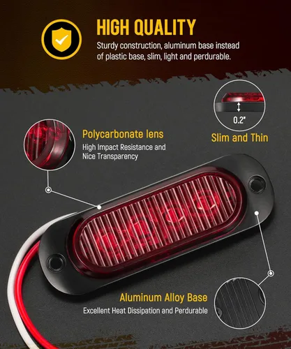 Miniatura 3 de Partsam 16 piezas de 8.6 cm de carcasa de aluminio rojo/ámbar LED luces de señalización lateral de despeje, luces marcadoras de montaje