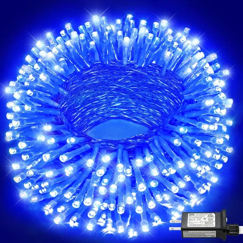 Miniatura 36 de Tira de 200 luces LED de 66 pies para exteriores, luces de Navidad conectables para interiores, cable transparente, impermeable, 8 modos de luces