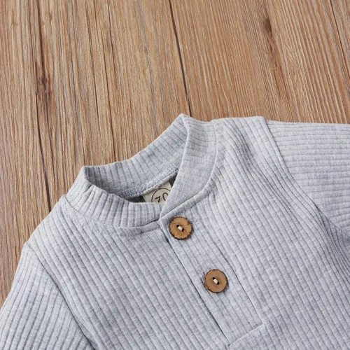 Miniatura 3 de CIYCUIT Ropa de bebé recién nacido, de punto acanalado, de manga larga, pantalones de 2 piezas para otoño e invierno