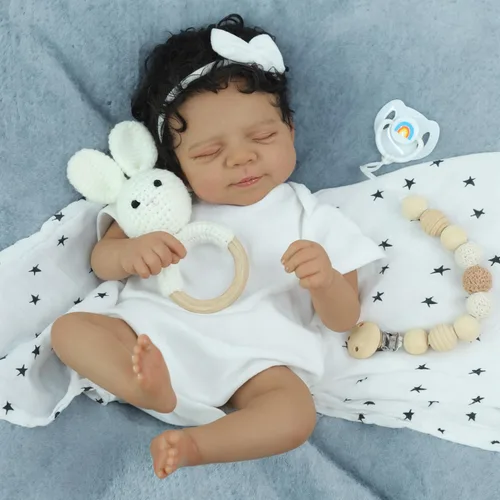 Miniatura 2 de SCOM Muñecas de bebé renacidas Niño Negro - 18 Pulgadas Muñecas recién nacidas realistas Muñecas de bebé recién nacidas afroamericanas Muñeca