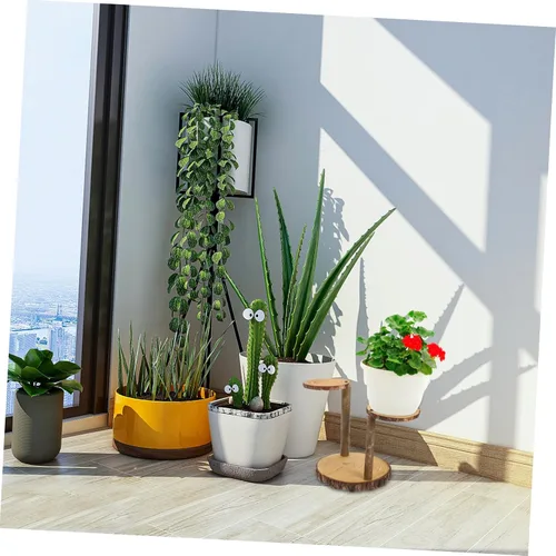 Miniatura 9 de Kisangel Soporte de madera maciza para macetas de plantas de múltiples capas decorativo para plantas