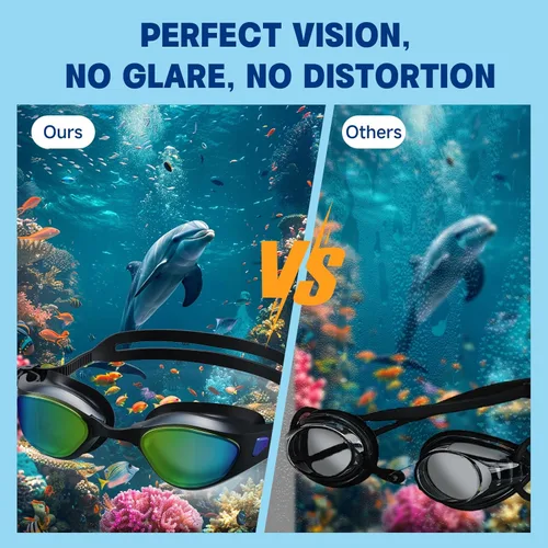 Miniatura 6 de Swim Goggles – Anti-Fog, UV Protection, Leak-Proof & Comfort Fit, Wide View Swim Goggles for Women Men Adult Youth Negro