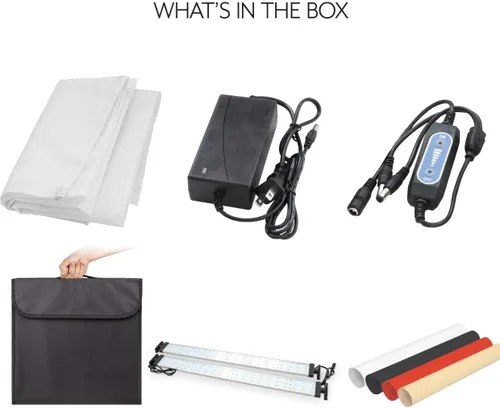 Miniatura 8 de Bower Caja de luz portátil de estudio de 24 pulgadas para teléfonos inteligentes, réflex digitales y cámaras compactas, diseño plegable