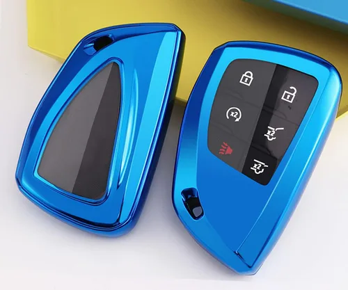 Miniatura 3 de Horande Funda protectora de TPU suave para llavero para GMC Yukon Chevy Suburban Tahoe Buick 2021 2022 (azul)