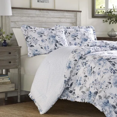 Miniatura 4 de Laura Ashley Home - Juego de funda de edredón tamaño individual, ropa de cama reversible de algodón con funda a juego, decoración ligera del hogar