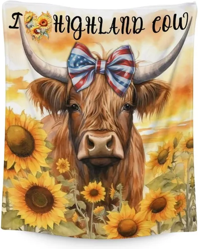 Miniatura 25 de Mercuryelf Highland Cow - Manta suave, mullida y cálida, 30 x 40 pulgadas, manta pequeña para regazo y cuna, color beige, bonito regalo para bebé