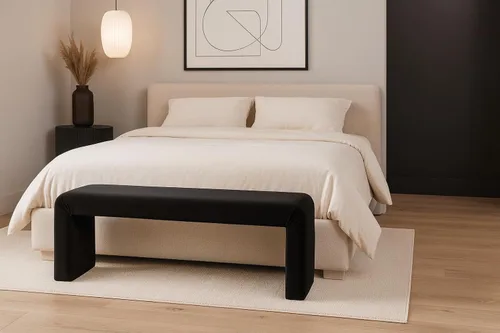 Miniatura 2 de Meridian Furniture Colección minimalista moderna Banco tapizado de terciopelo contemporáneo, 53 pulgadas de ancho x 14.75 pulgadas de profundidad
