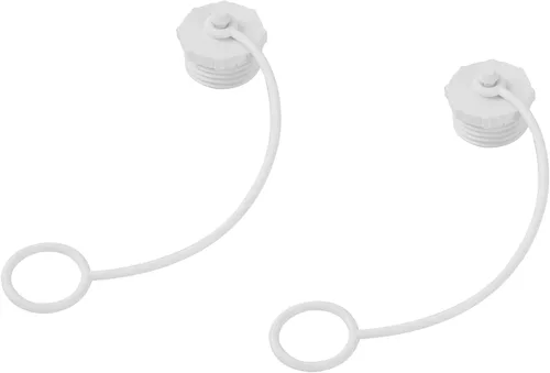 TonGass (Paquete de 2, Blanco) Tapones de Manguera Acopladora con Correas, Conectores MPT de 3/4" de Giro Fácil Compatibles con la Mayoría de