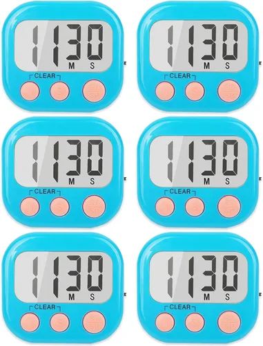 Miniatura 20 de Paquete de 2 temporizadores de cocina con anillo ruidoso, temporizadores digitales para cocinar magnéticos, color azul