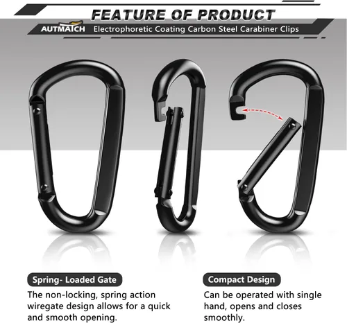 Miniatura 2 de AUTMATCH Carabiner Clips, 3" Spring Snap Hook Caribeener Clips Buckle Pack Grade Heavy Duty Carabiners Quick Link for Camping, Fishing, Hiking