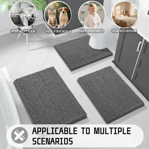 Miniatura 7 de Yimobra Alfombras de baño largas de 47 x 24 pulgadas, extra suave, antideslizante, para bañera, súper absorbente, de secado rápido, alfombra lanuda