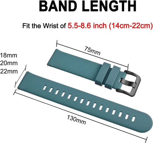 Miniatura 51 de BISONSTRAP Correas de reloj de silicona, correas de reloj delgadas con liberación rápida, 0.787 in, negro con hebilla negra