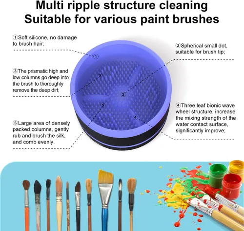 Miniatura 5 de YAGHVEO® Limpiador de pinceles de pintura eléctrica, taza de enjuague, limpiador de pinceles de pintura, enjuague de pinceles para pintar, máquina