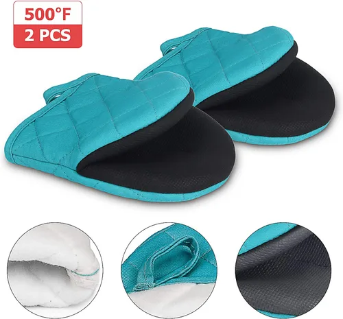 Miniatura 3 de 1 par de manoplas cortas para horno, guantes de silicona resistentes al calor para cocina, mini guantes de horno para 500 grados, superficies