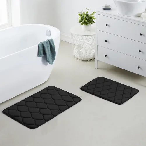 Miniatura 24 de Yafa Home Fashion 1 alfombra de baño de 17 x 24 pulgadas, espuma viscoelástica, absorbente de agua y antideslizante, color negro