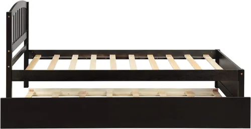 Miniatura 6 de Harper & Bright Designs Cama de plataforma de tamaño individual con nido para niños y niñas, marco de cama de madera maciza con cabecera y estribo