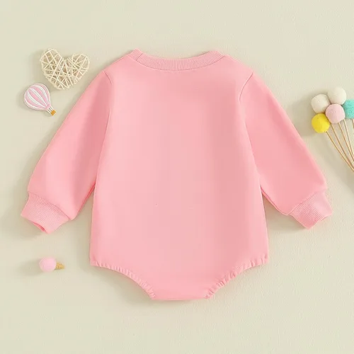 Miniatura 53 de SOLILOQUY Traje de manga larga con cuello redondo para el primer día de San Valentín para bebé niño y niña, mameluco de corazón de amor