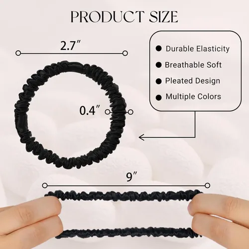 Miniatura 2 de 8 coleteros de seda de morera 100% pura para mujeres y niñas, lazos sedosos para cabello grueso, fino o rizado, paquete a granel de satén