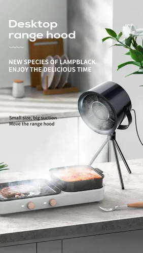 Miniatura 3 de Mini campana extractora portátil, ventilador extractor de escritorio de 3 velocidades con diseño ajustable para colgar barbacoa en interiores, olla
